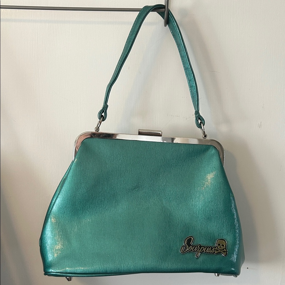 Sourpuss Shimmering Teal Shoulder Bag